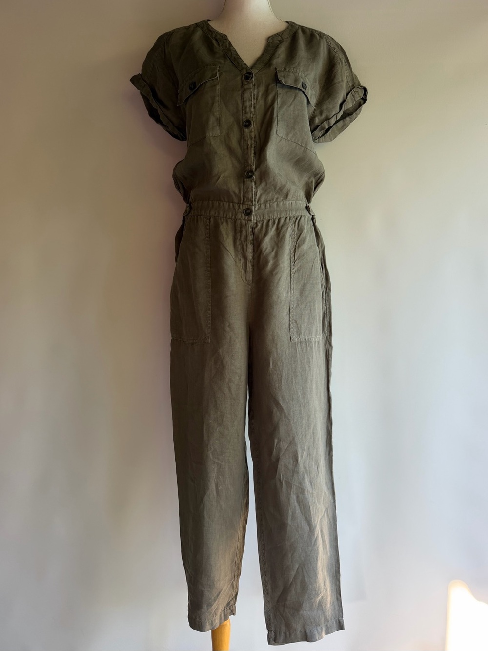 Michael Stars Short Sleeve Linen Jumpsuit - sz M
